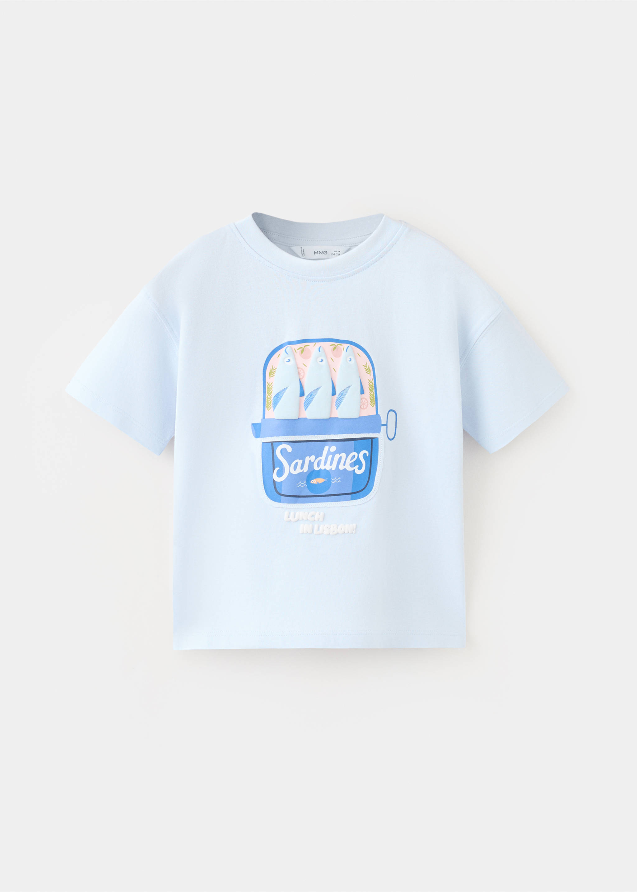 Camiseta algodón estampada - Artículo sin modelo, Azul celeste. Ref: 27006741-00.