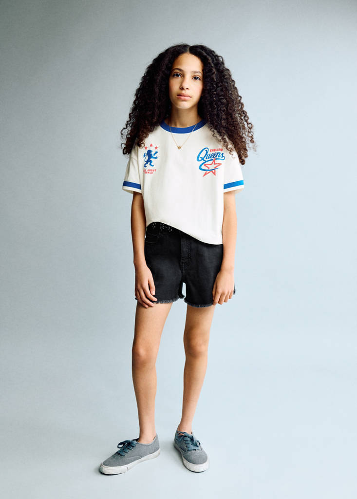 Studded denim shorts — Black denim