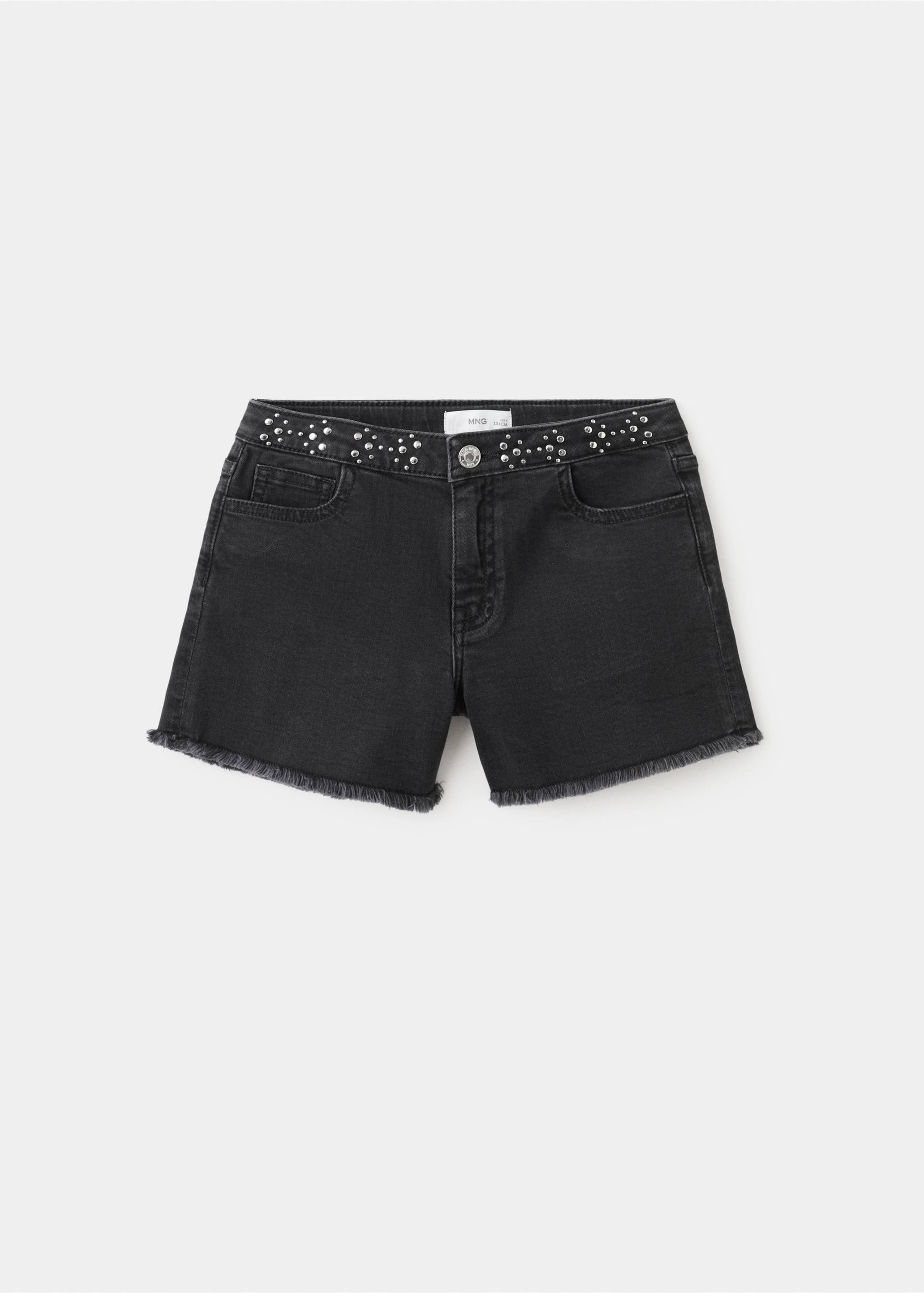 Шорты из денима с заклепками - Изделие без модели, Черный деним. Ref: 27006743-00.