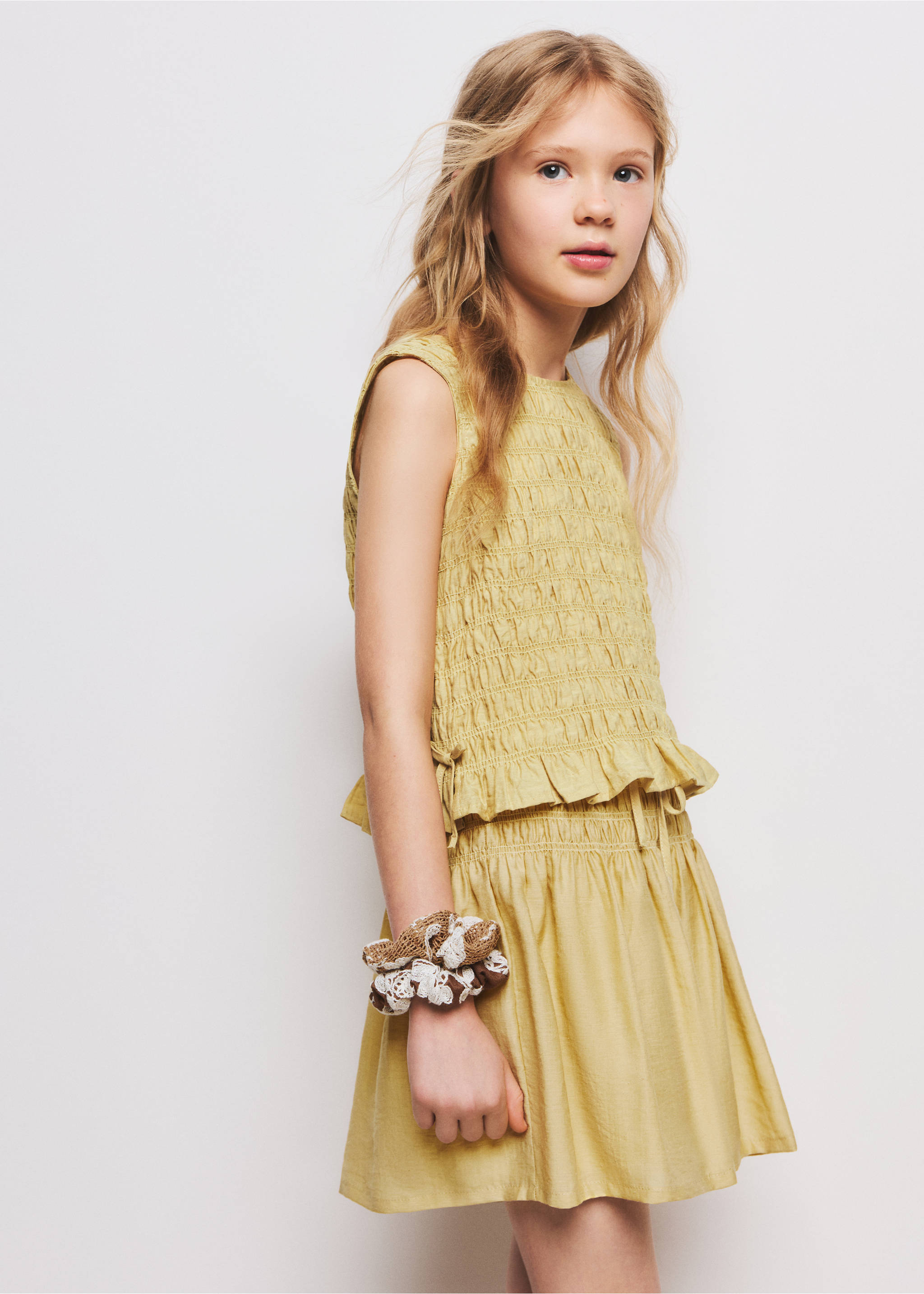 شورت بخصر مكشكش - تفاصيل المنتج 1, أصفر. Ref: 27006744-00.