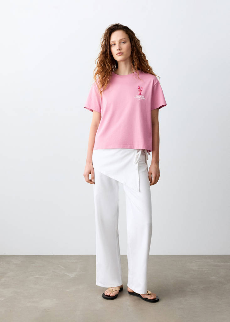 Printed cotton-blend t-shirt — Pink