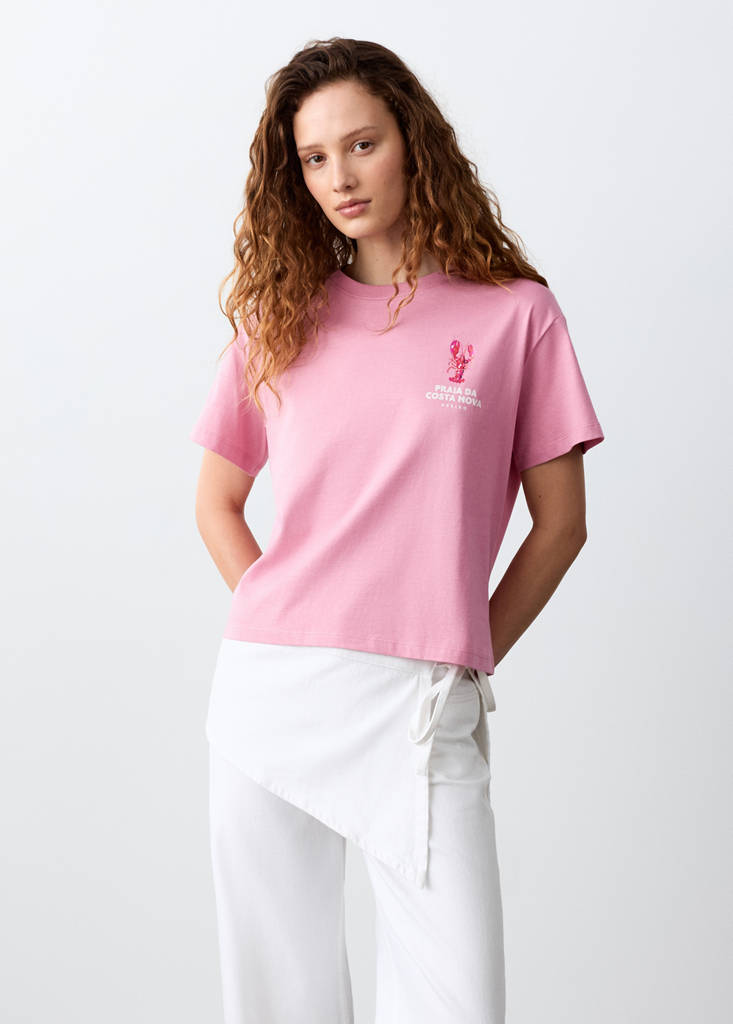 Printed cotton-blend t-shirt — Pink