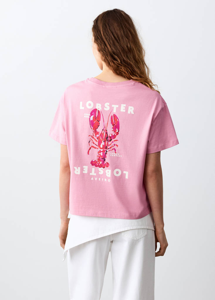 Printed cotton-blend t-shirt — Pink
