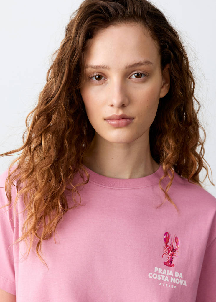 Printed cotton-blend t-shirt — Pink