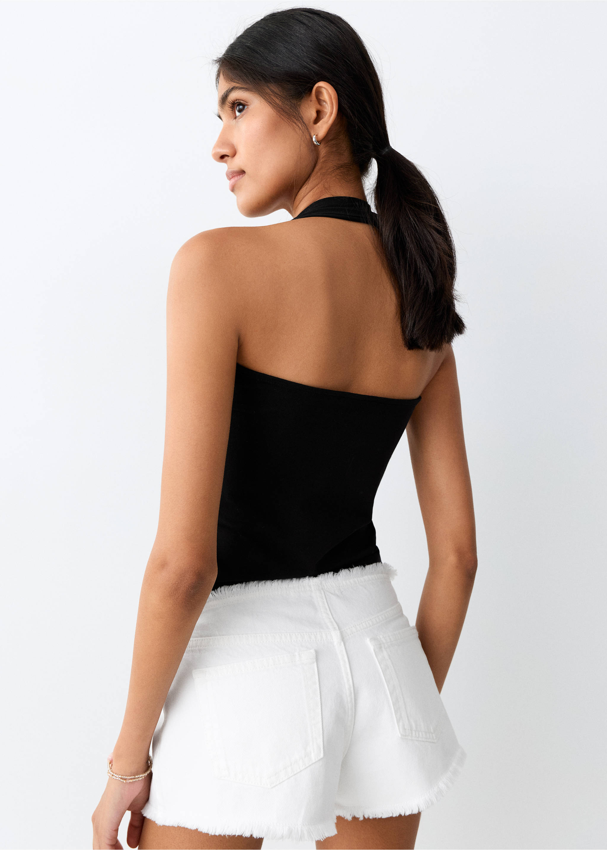 Square neck halter top - Reverse of the article, Black. Ref: 27006748-00.