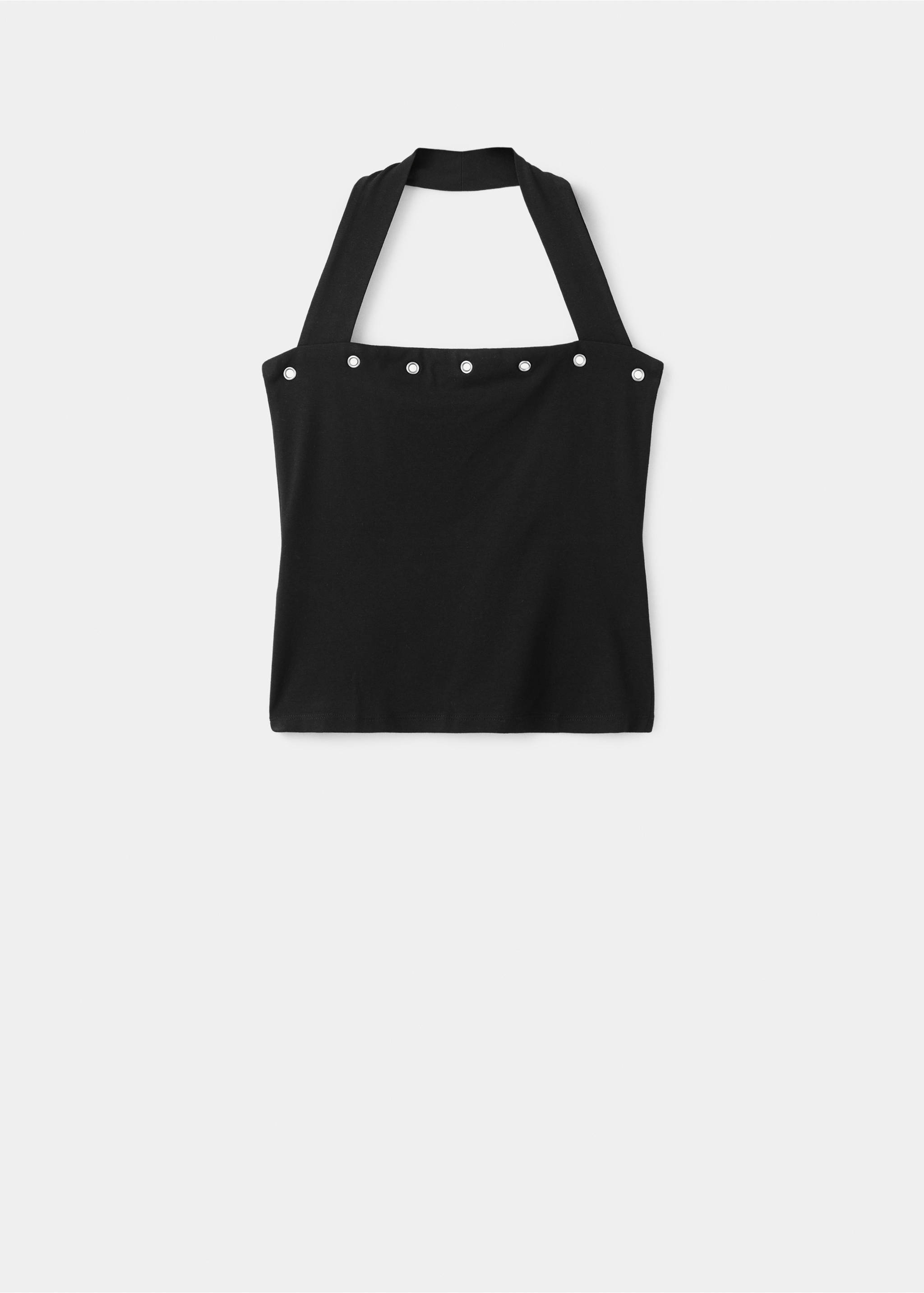 Square neck halter top - Article without model, Black. Ref: 27006748-00.