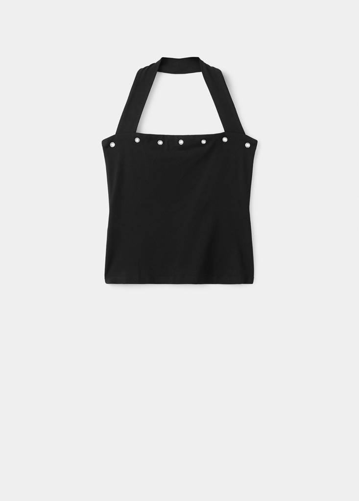 Square neck halter top — Black