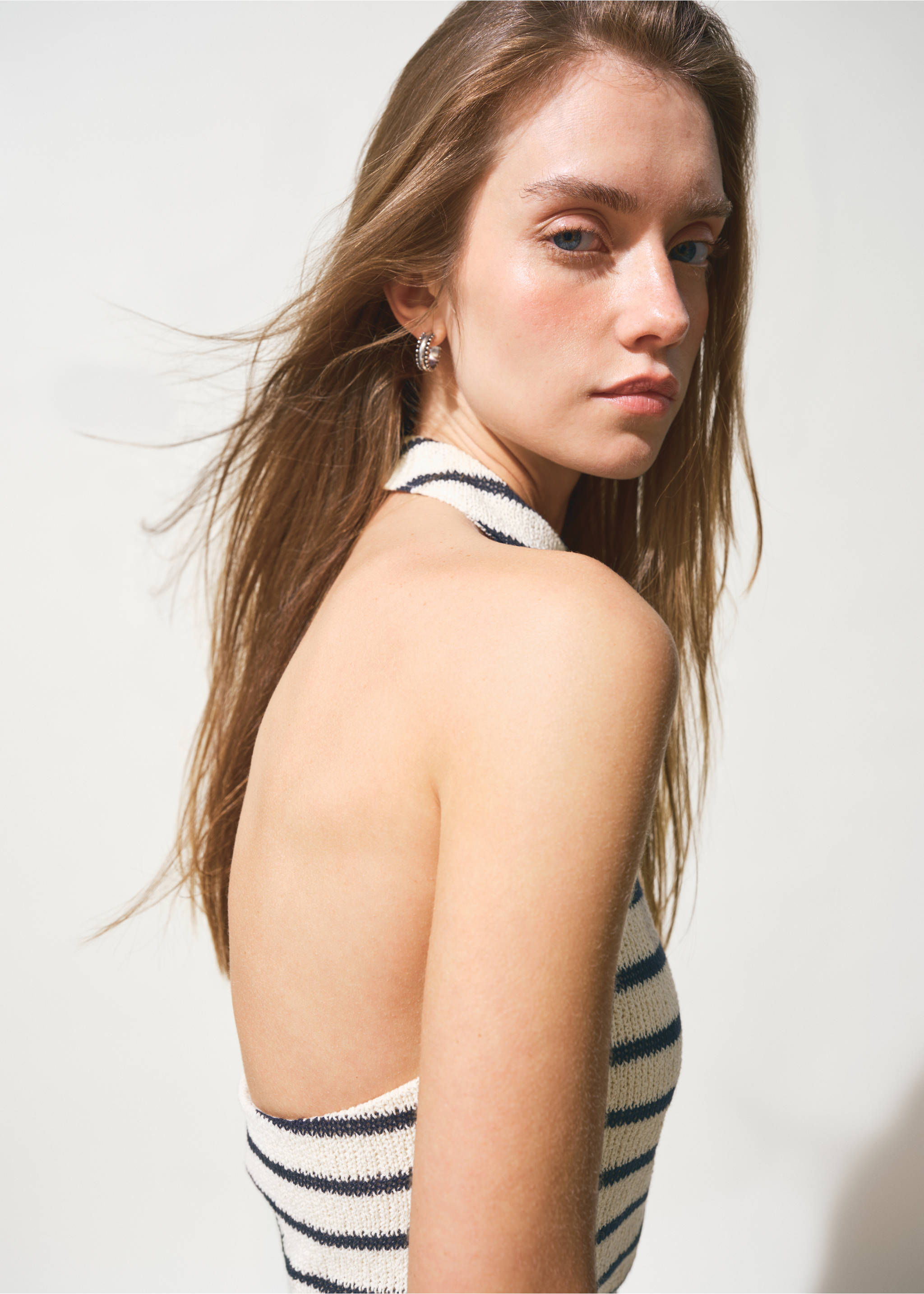 بلوزة مخططة برقبة halter مخططة - تفاصيل المنتج 1, أزرق غامق. Ref: 27006749-00.