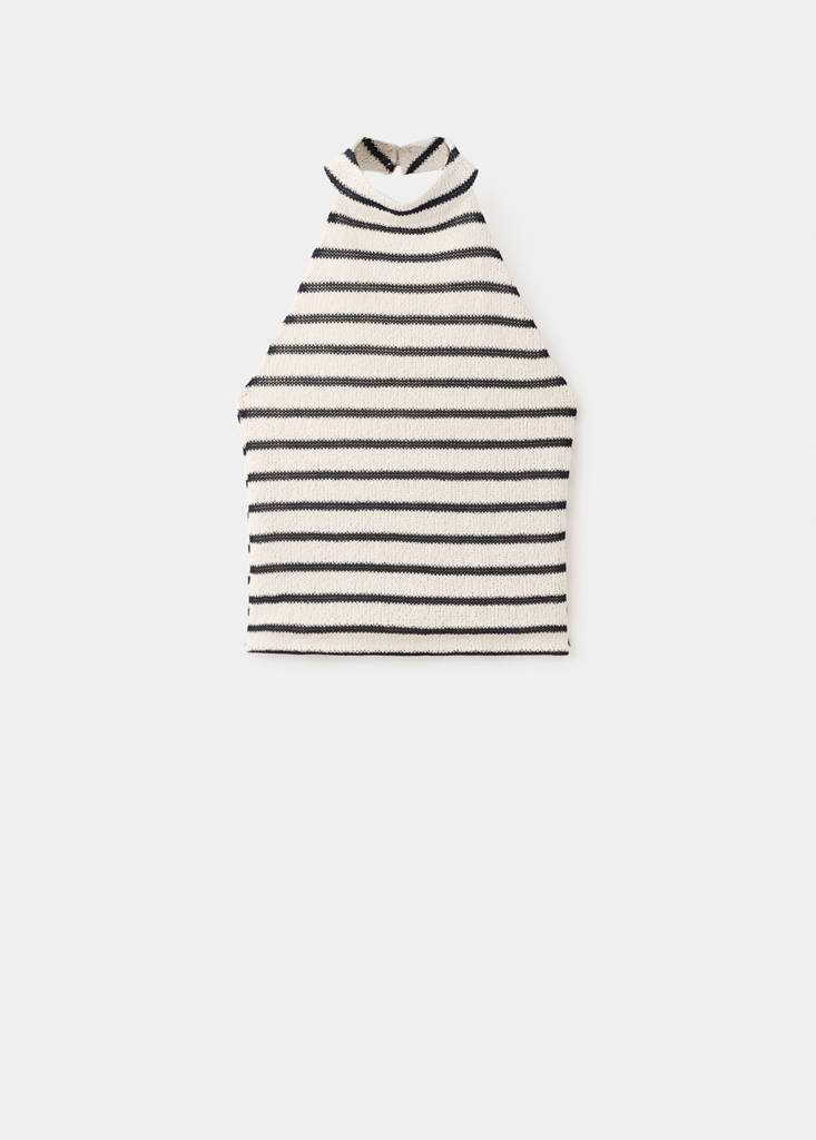 Striped halter-neck top — Navy