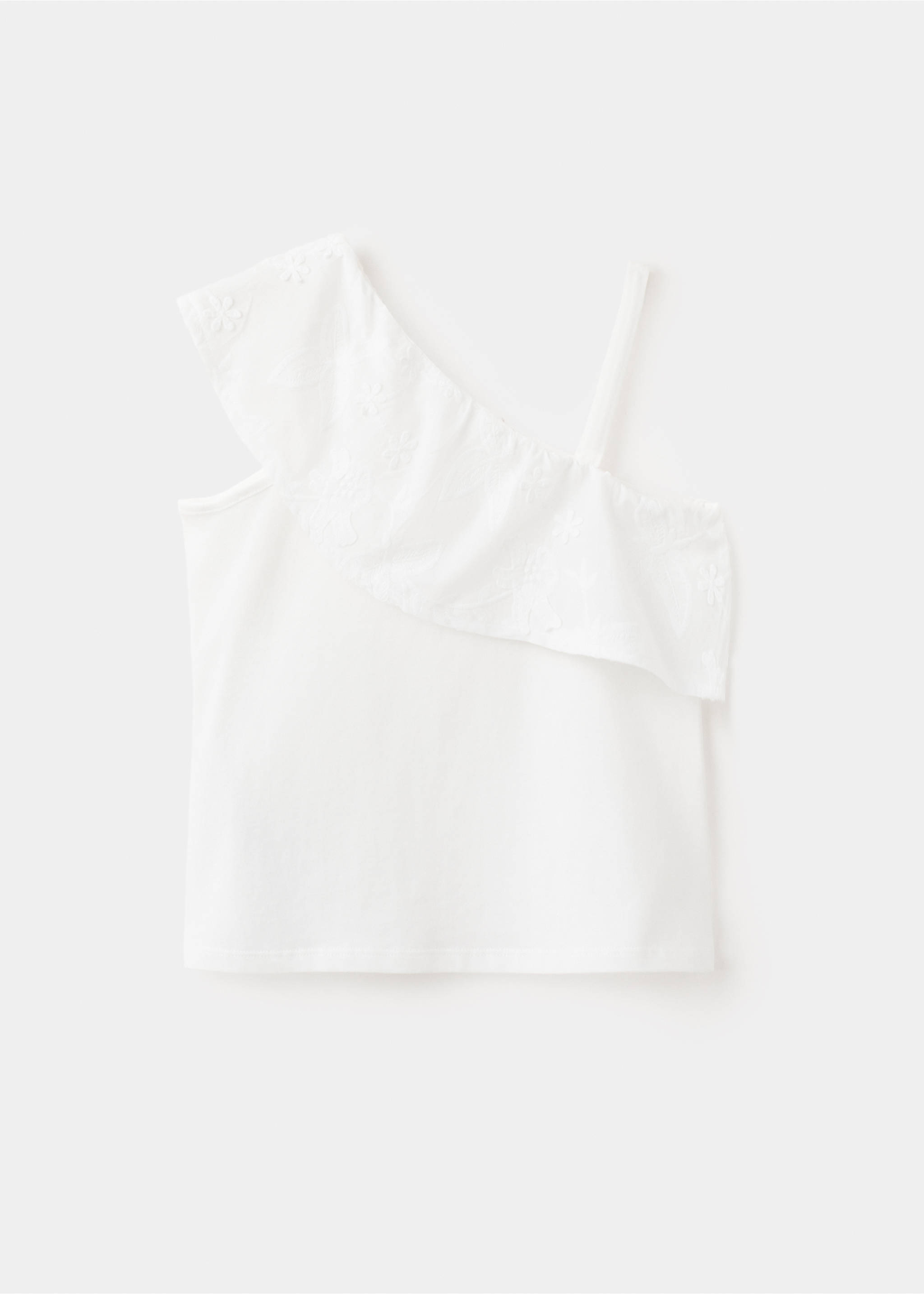 Asymmetric embroidered T-shirt - Article without model, Off White. Ref: 27006752-00.
