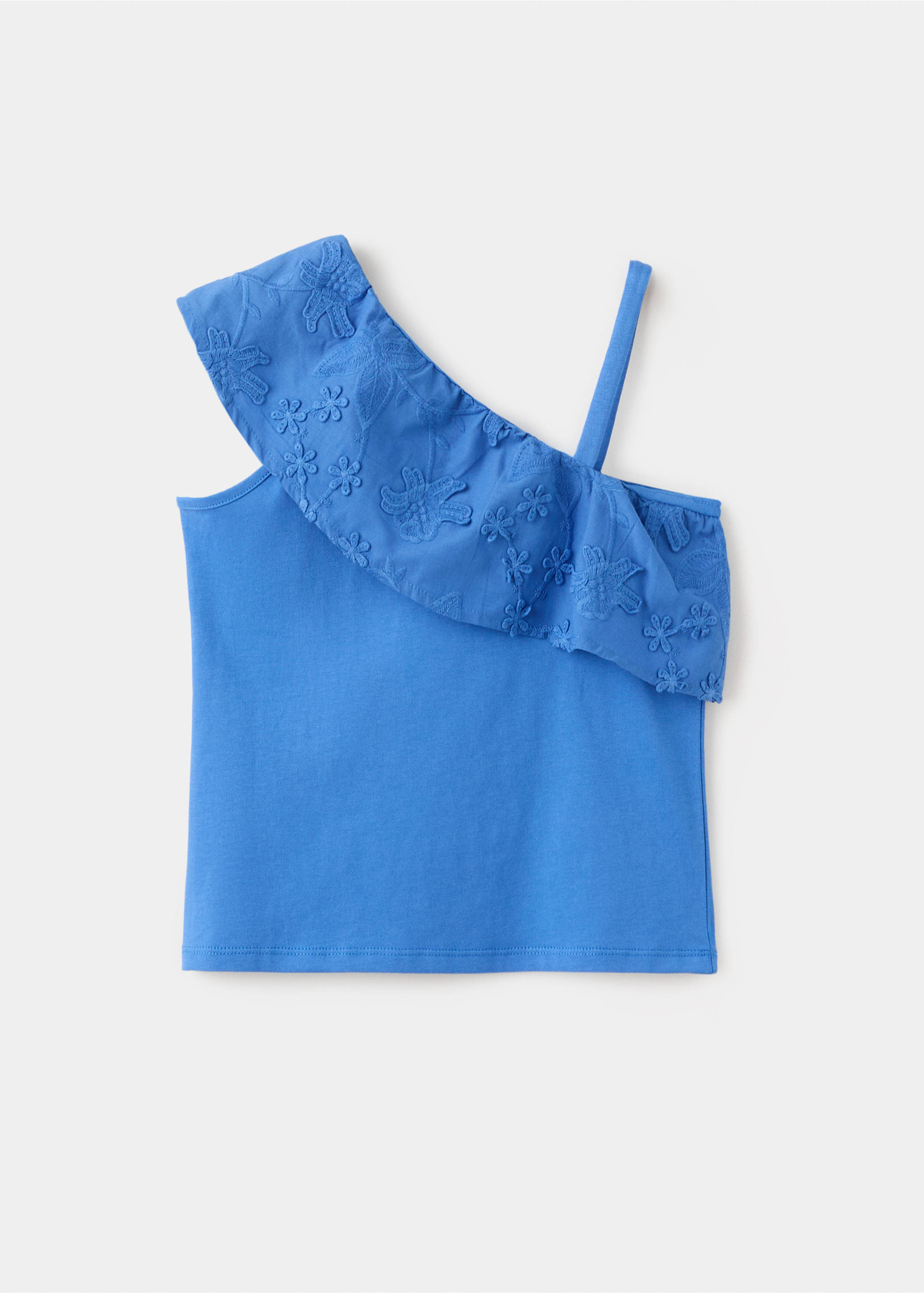 T-shirt asymétrique brodé - Article sans modèle, Bleu électrique. Ref: 27006752-00.