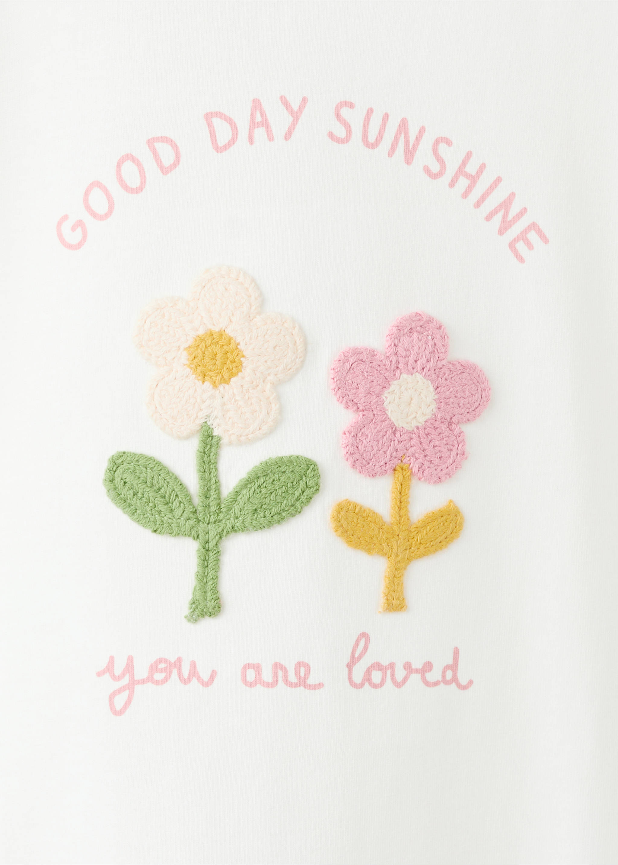 Cotton T-shirt with embroidered flowers - Details of the article 8, Off White. Ref: 27006754-00.