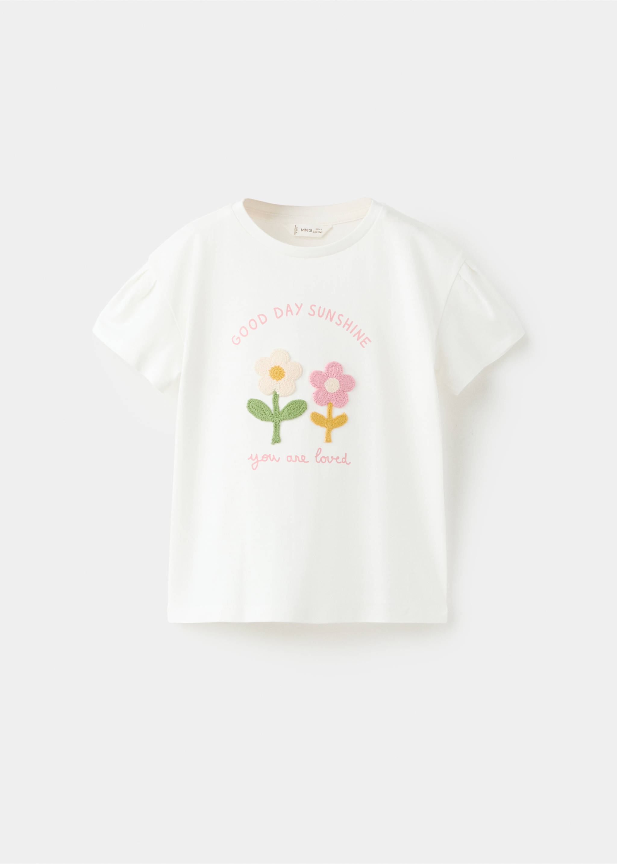T-shirt coton fleurs brodées - Article sans modèle, Blanc cassé. Ref: 27006754-00.
