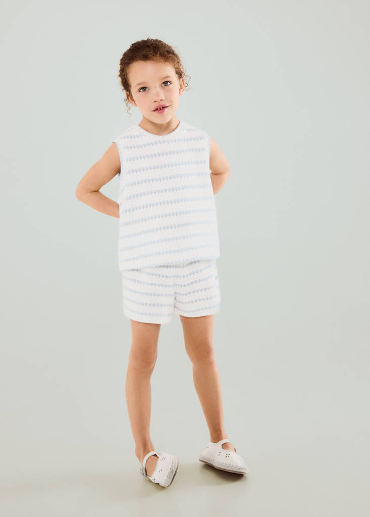 Striped crochet top — Sky Blue