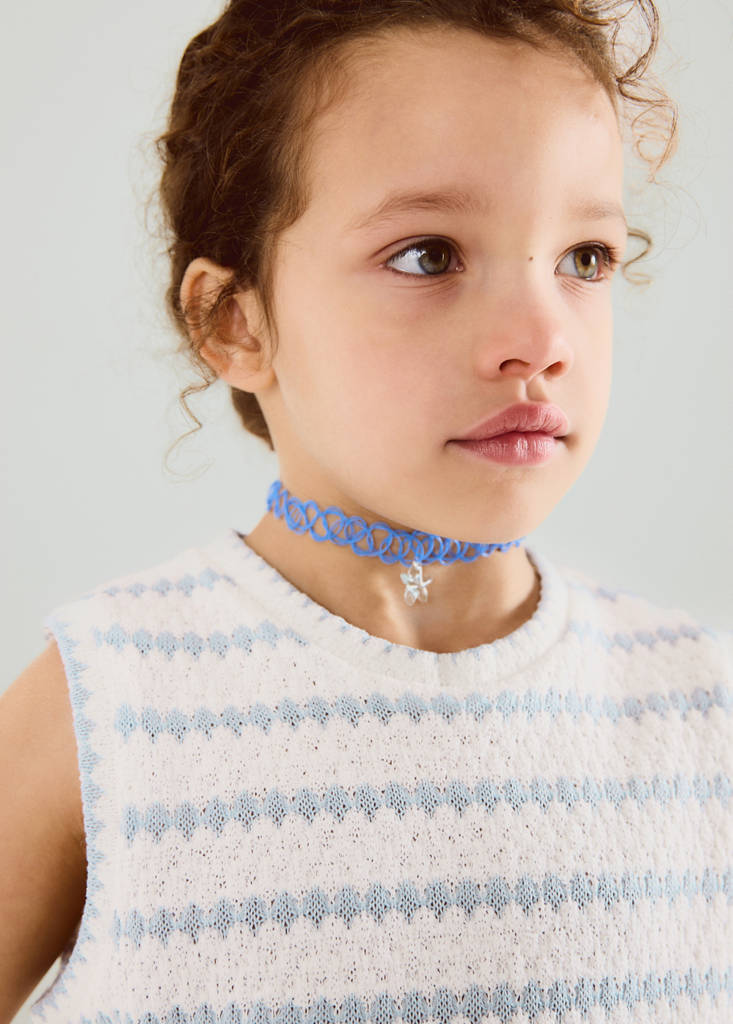 Striped crochet top — Sky Blue