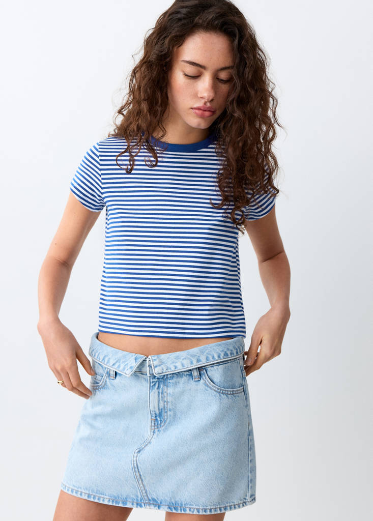 Striped cotton T-shirt — Blue