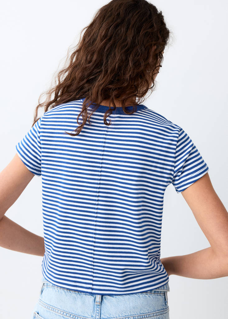 Striped cotton T-shirt — Blue