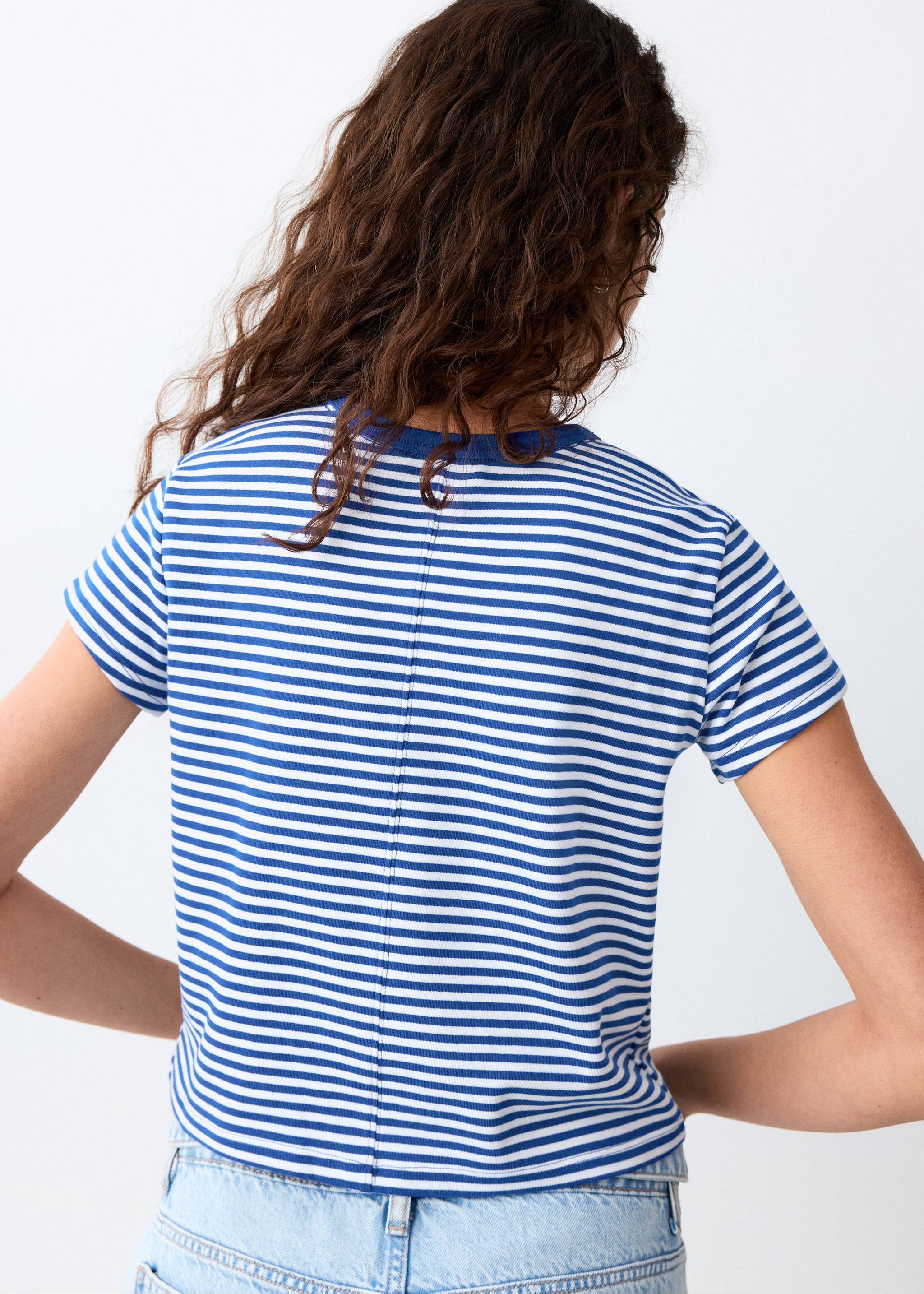 Striped cotton T-shirt - Reverse of the article, Blue. Ref: 27006761-00.