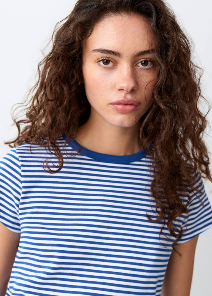 Striped cotton T-shirt — Blue