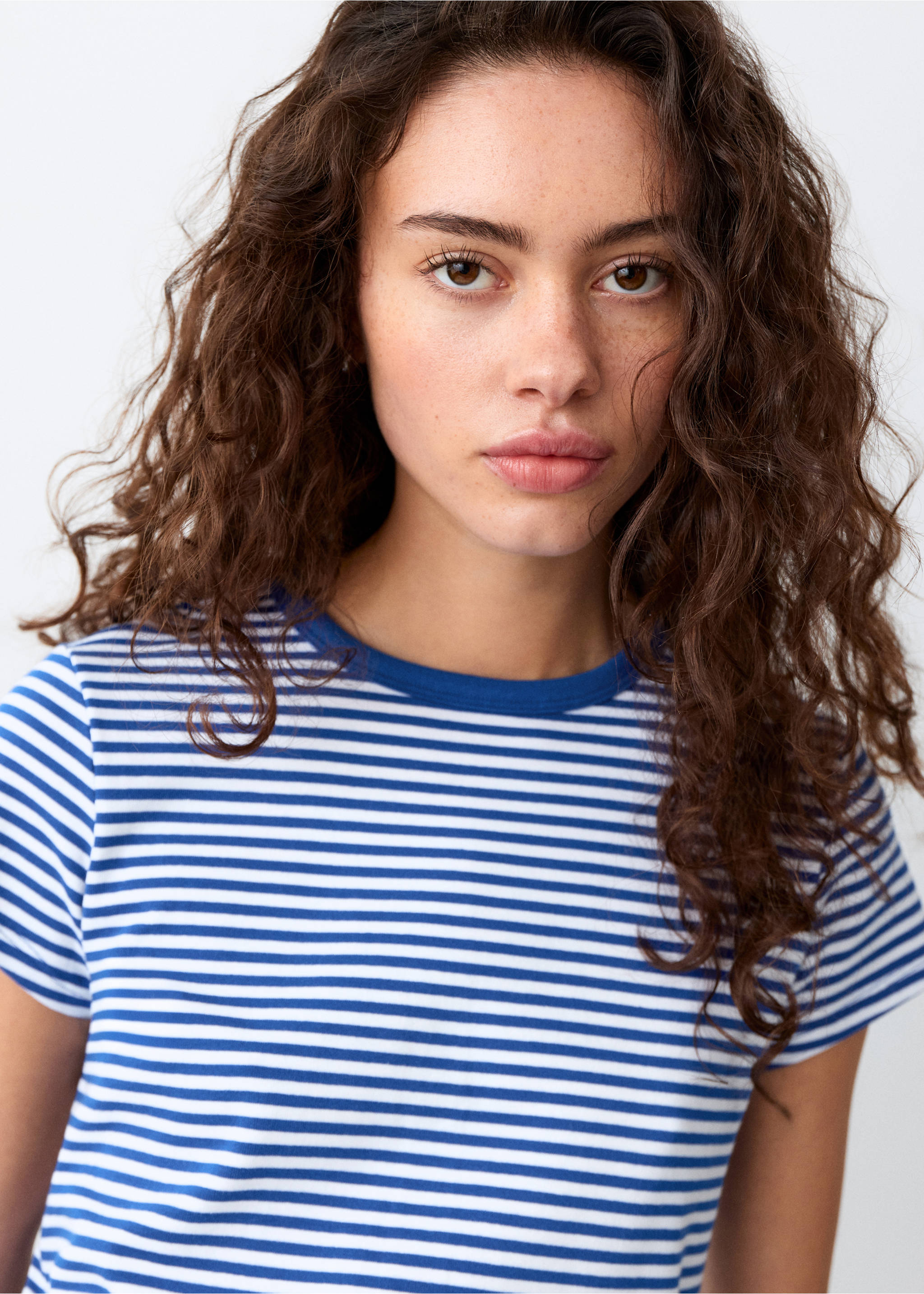 Striped cotton T-shirt - Details of the article 1, Blue. Ref: 27006761-00.