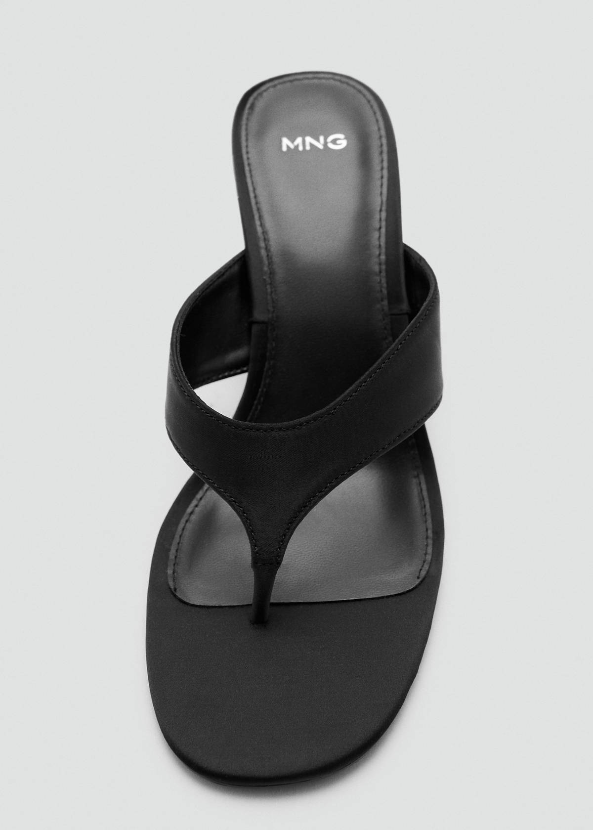 Satin strap wedge sandal — Black