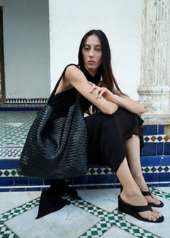 Satin strap wedge sandal — Black 3