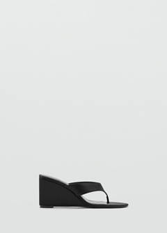 Satin strap wedge sandal — Black 4