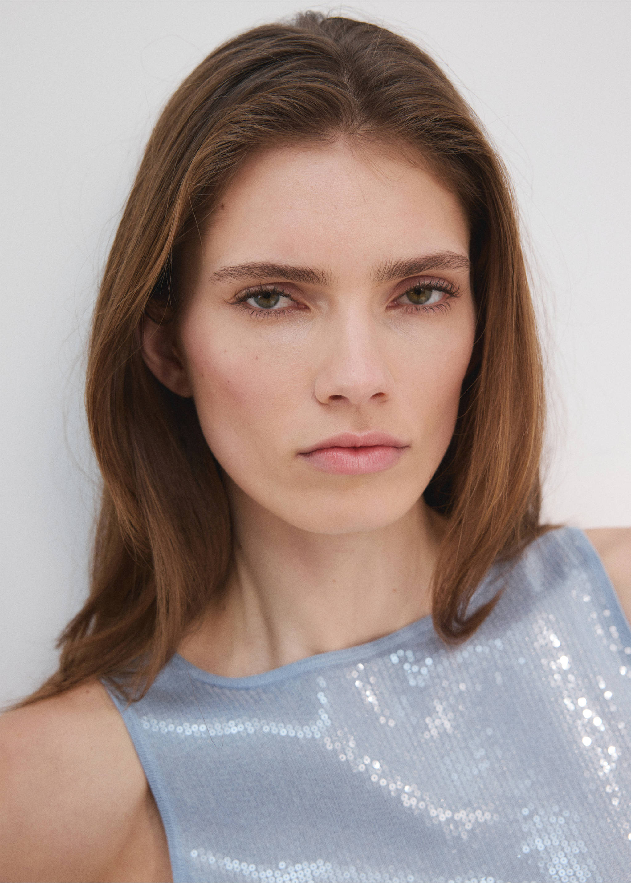 Top maille paillettes - Détail de l'article 1, Bleu ciel. Ref: 27007145-00.