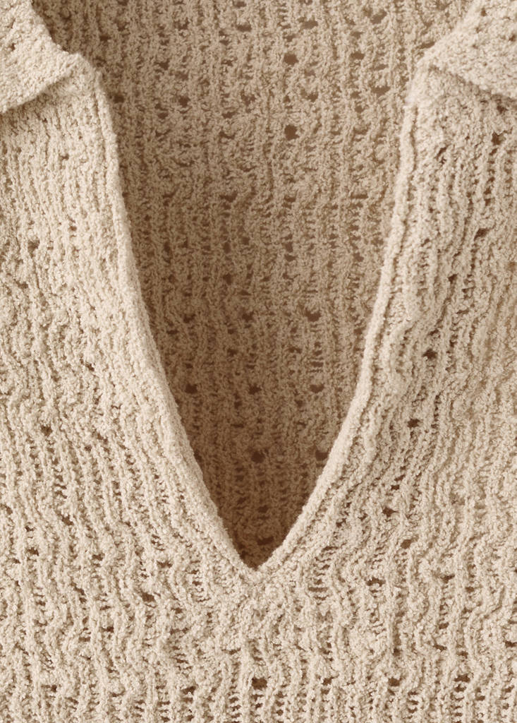Knitted polo-neck sweater — Sand