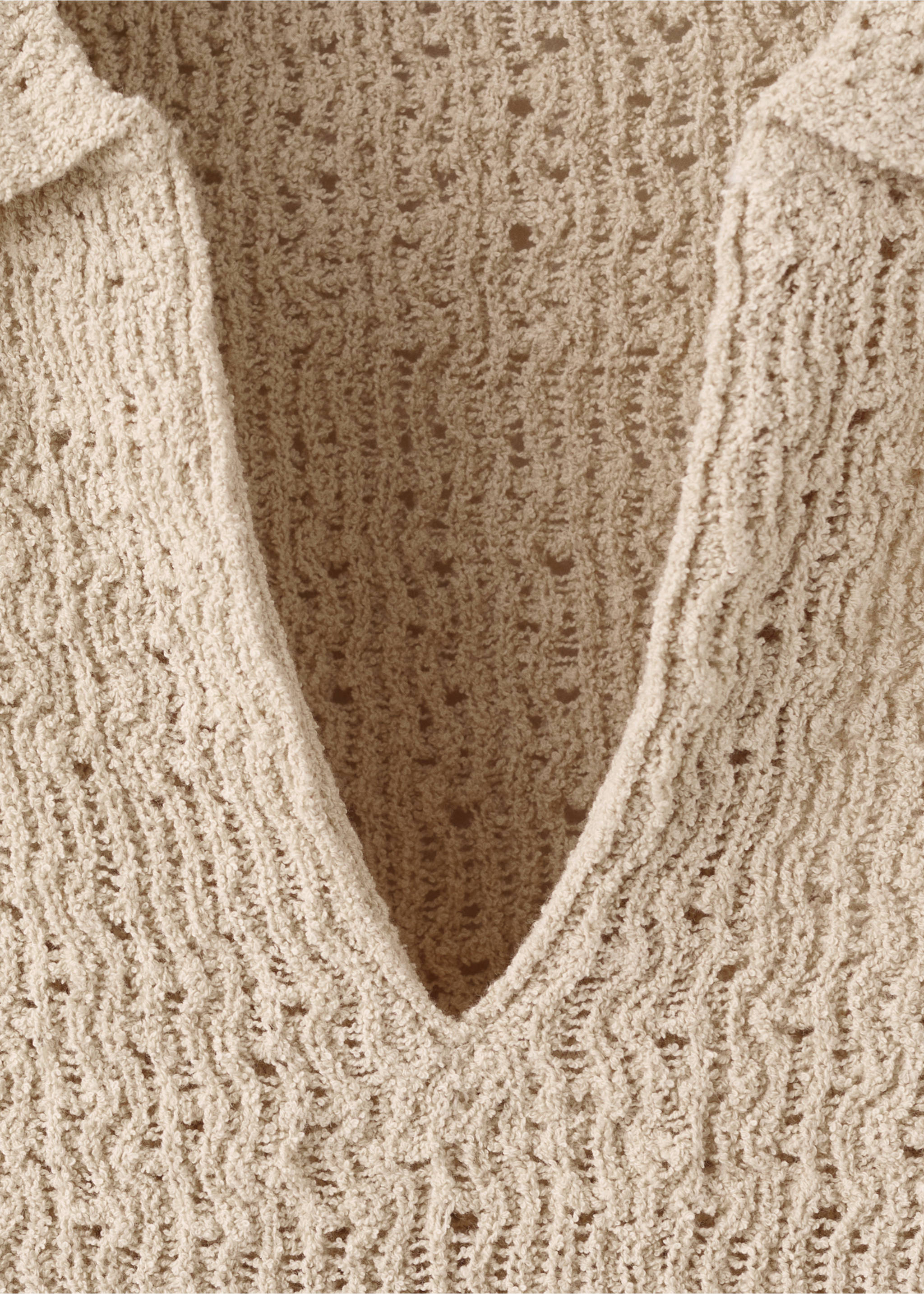 Вязаный джемпер с воротником поло - Деталь изделия 8, Песочный. Ref: 27007146-00.