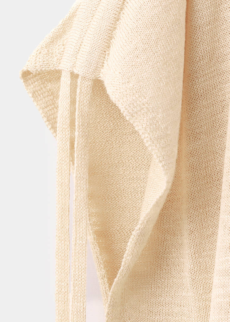Short-sleeved fine-knit sweater — Ecru