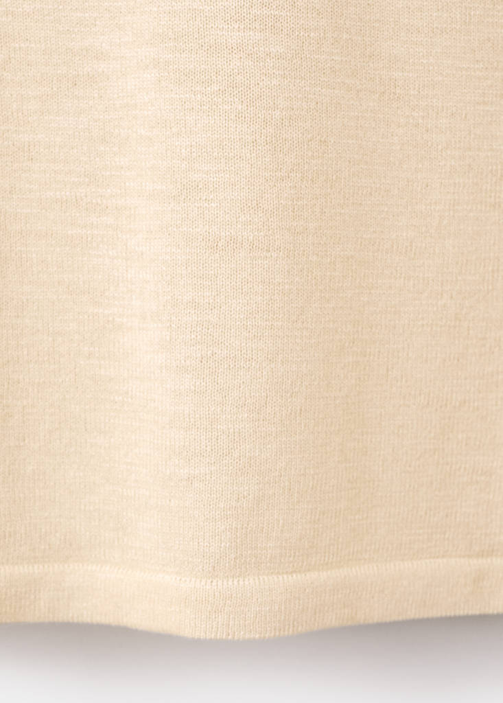 Short-sleeved fine-knit sweater — Ecru