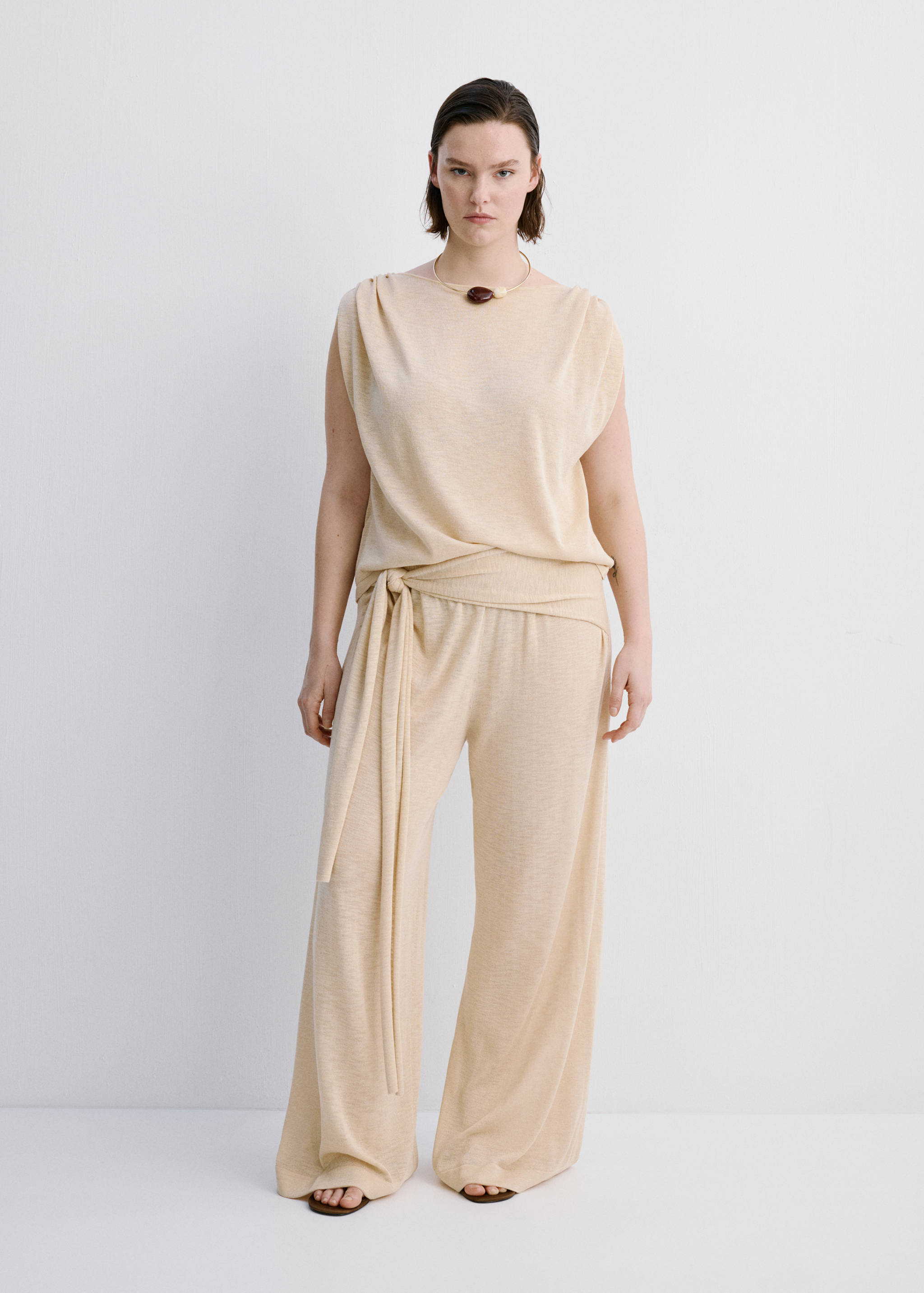 كنزة بأكمام قصيرة محبوكة ناعمة - تفاصيل المنتج 3