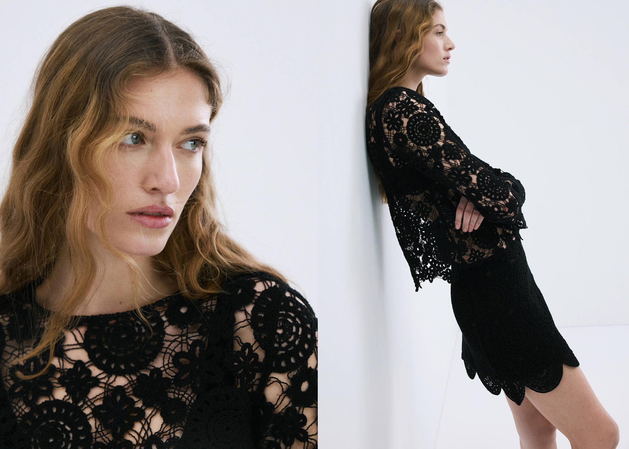 Openwork knitted floral sweater - Panoramic plane