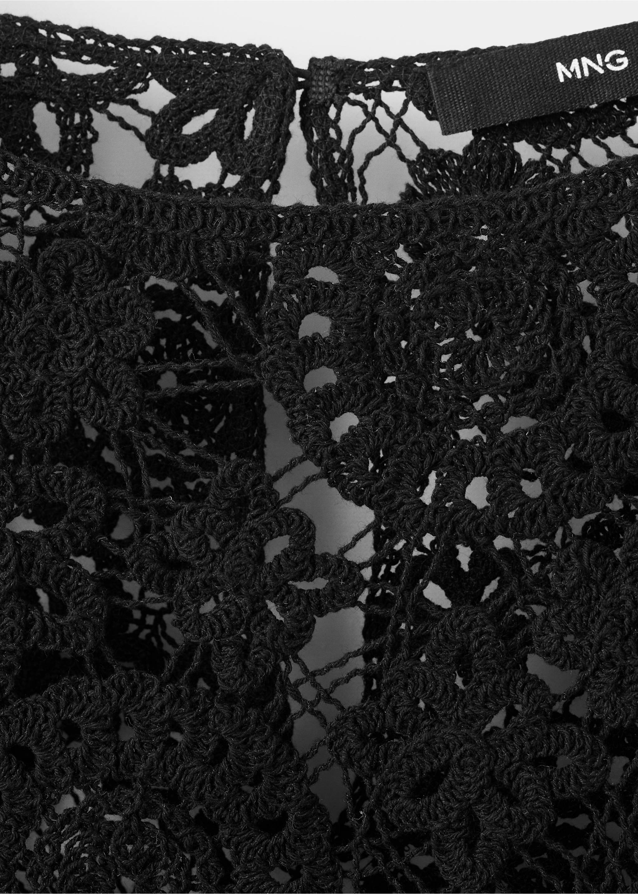 Openwork knitted floral sweater - Details of the article 8, Black. Ref: 27007148-00.