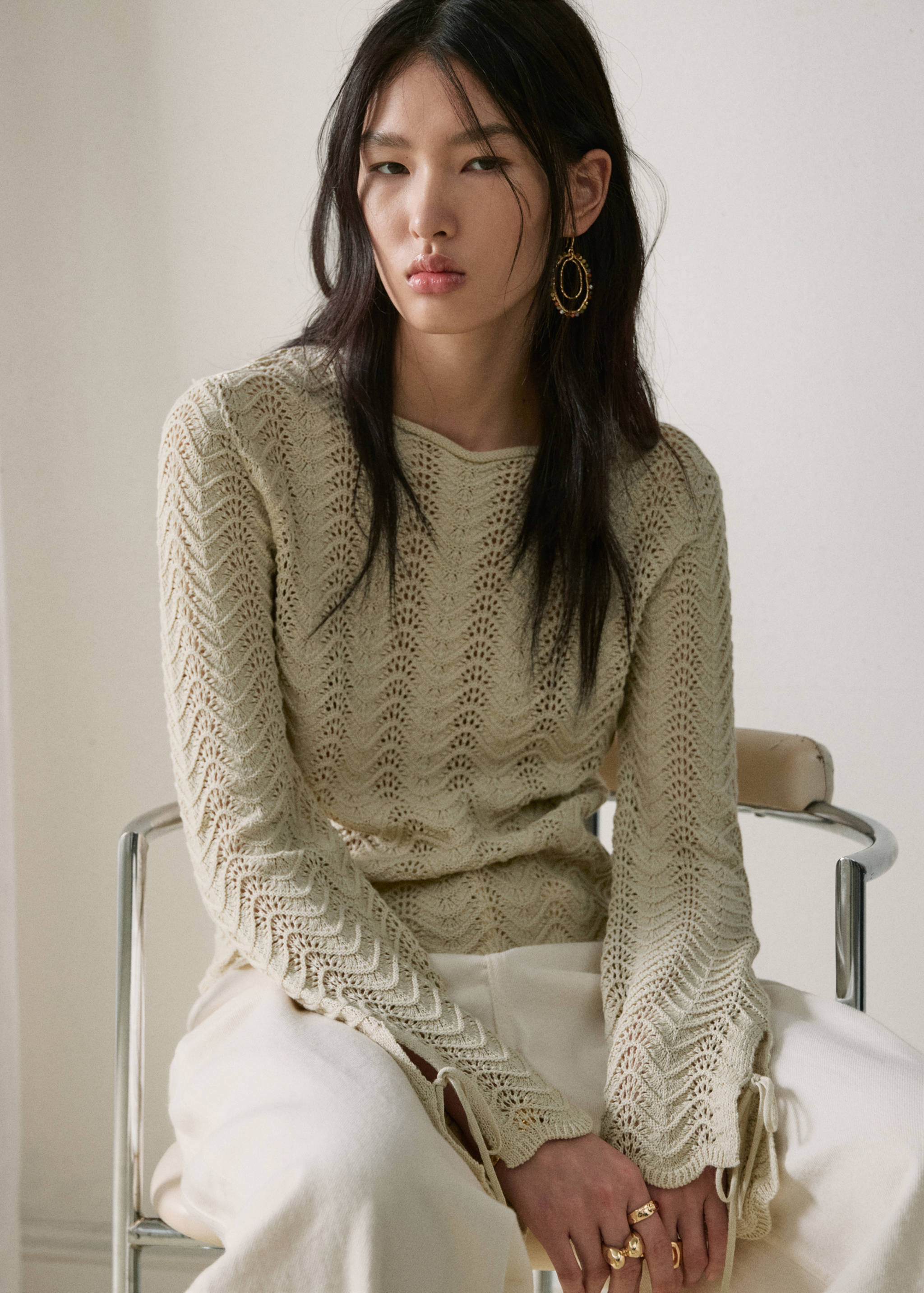 Knitted sweater with openwork details - Details of the article 6