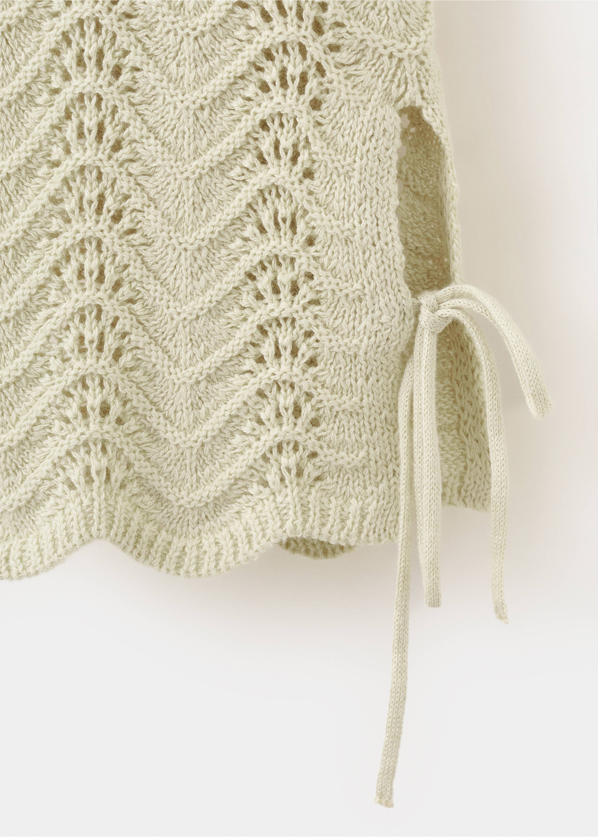 Knitted sweater with openwork details - Details of the article 0, Sand. Ref: 27007149-00.