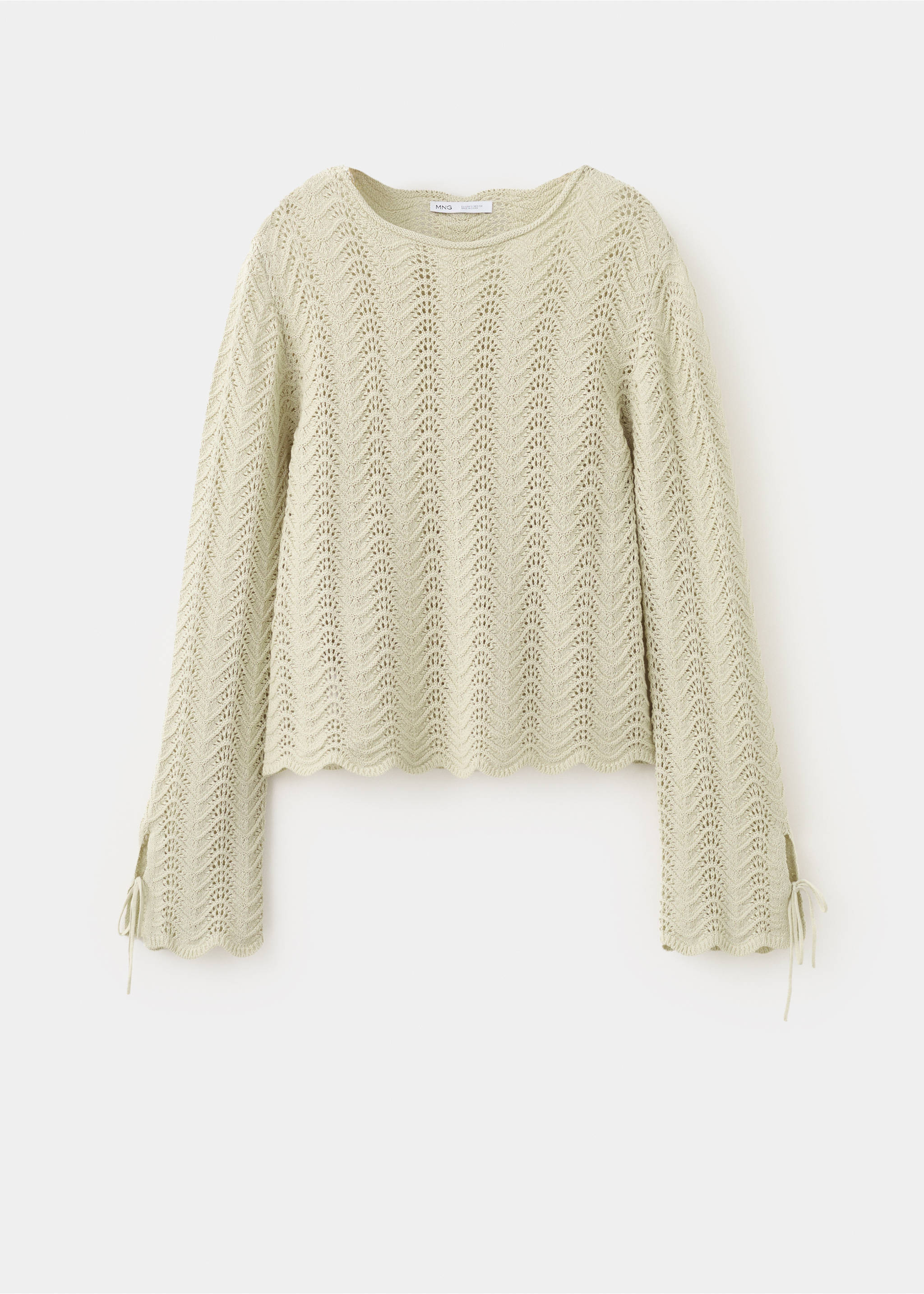 Openwork knit sweater with slit sleeves - Article without model, Sand. Ref: 27007149-00.