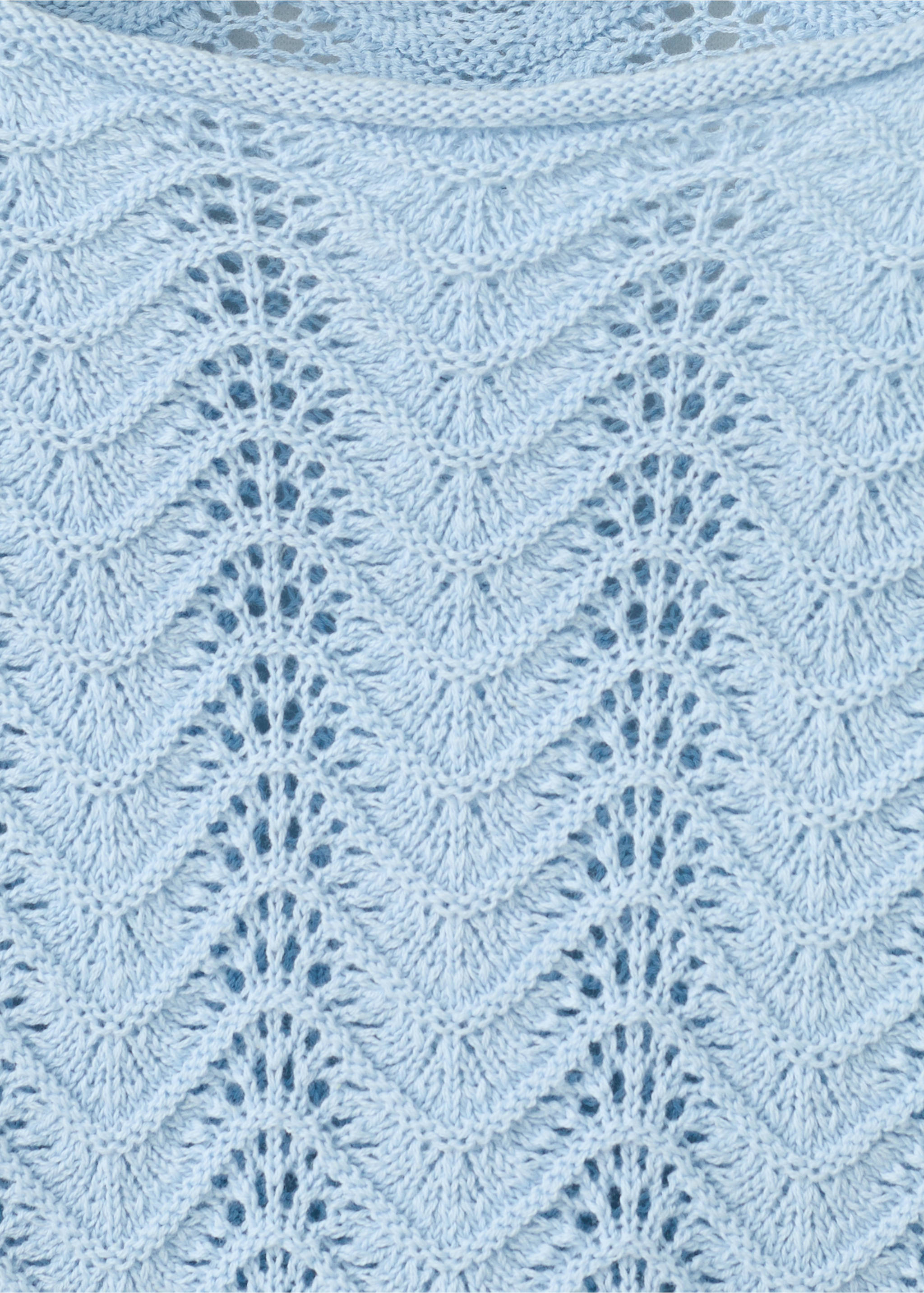 Knitted sweater with openwork details - Details of the article 8, Sky Blue. Ref: 27007149-00.