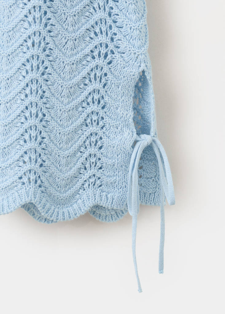 Openwork knit sweater with slit sleeves — Sky Blue