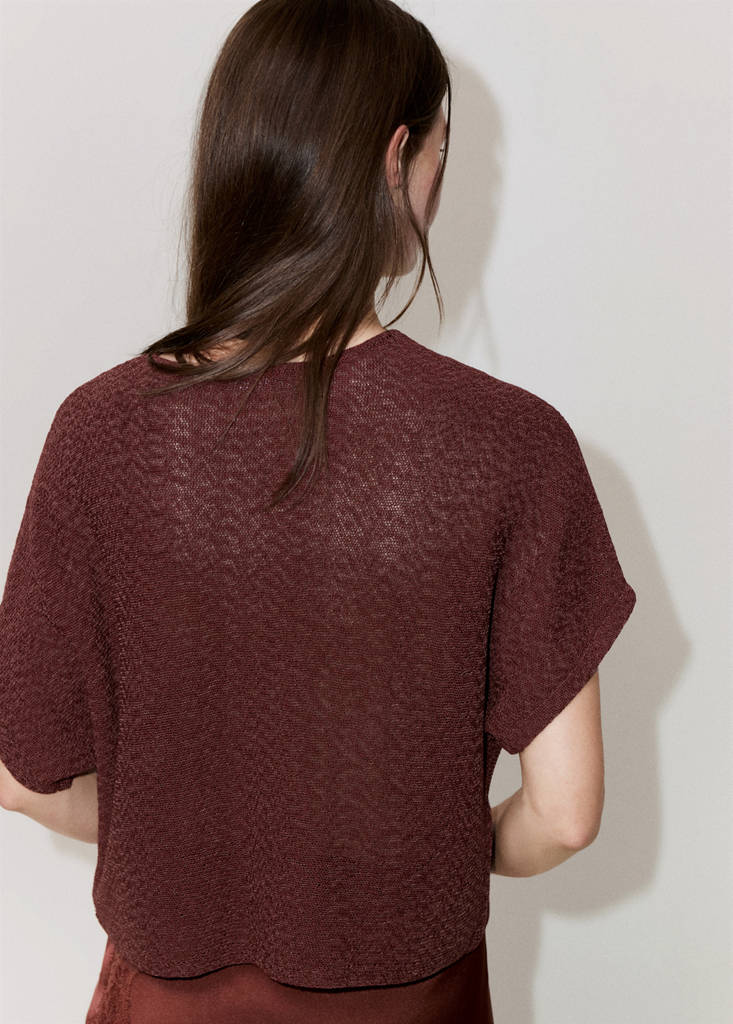Short-sleeved knitted sweater — Burnt Orange