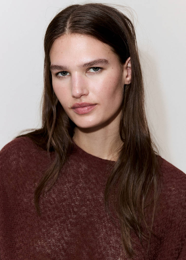 Short-sleeved knitted sweater — Burnt Orange