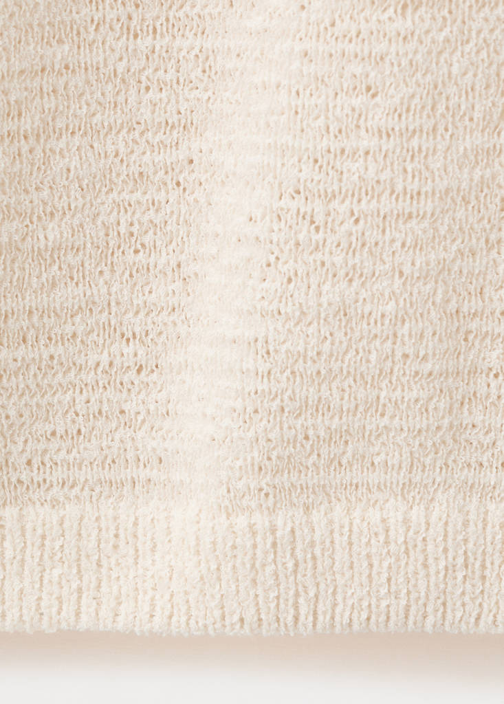 Short-sleeved knitted sweater — Ecru