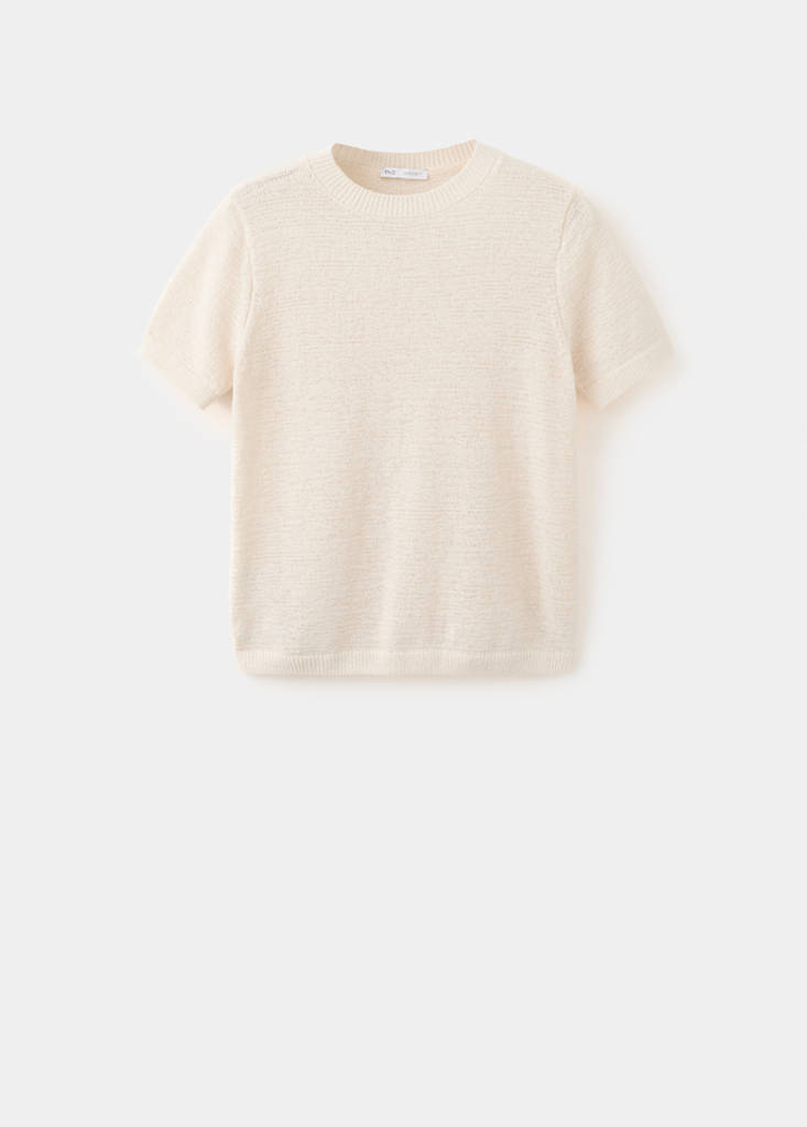 Short-sleeved knitted sweater — Ecru