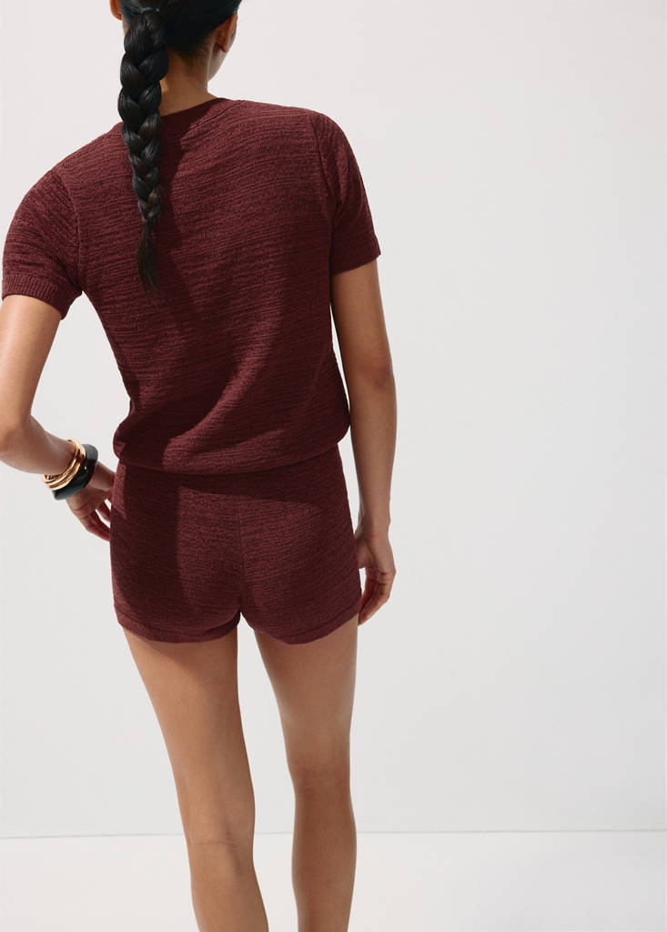 Short-sleeved knitted sweater — Burnt Orange
