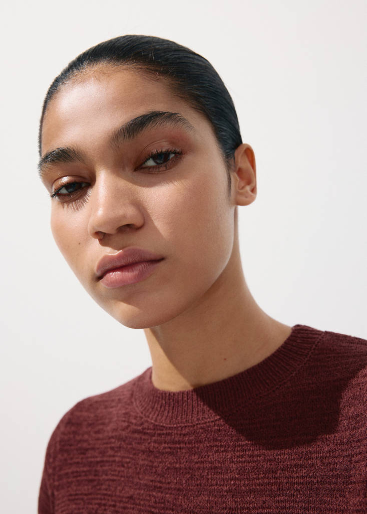 Short-sleeved knitted sweater — Burnt Orange