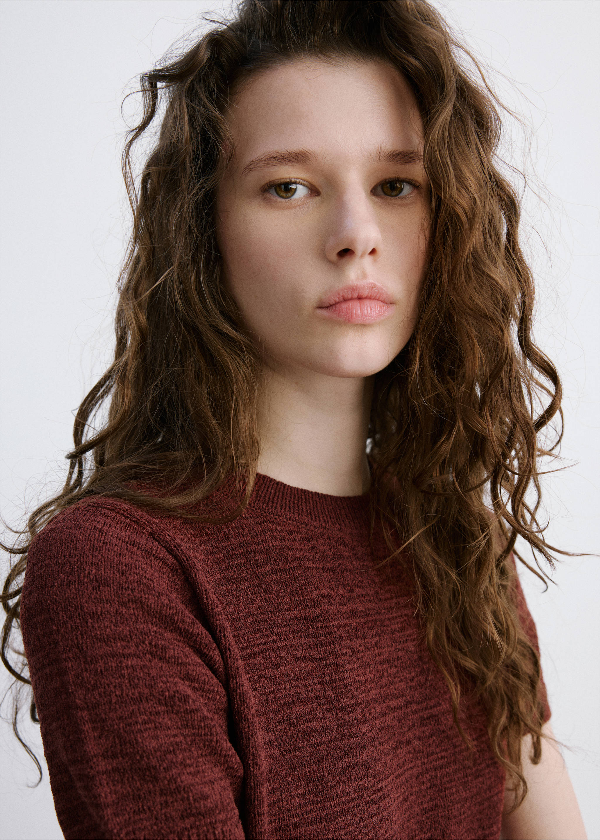 Трикотажный свитер с коротким рукавом - Деталь изделия 1, Золотисто-оранжевый. Ref: 27007152-00.