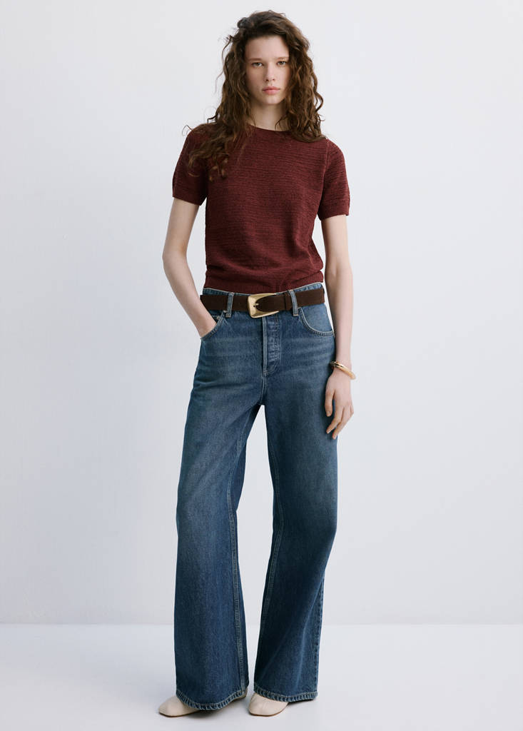 Short-sleeved knitted sweater — Burnt Orange