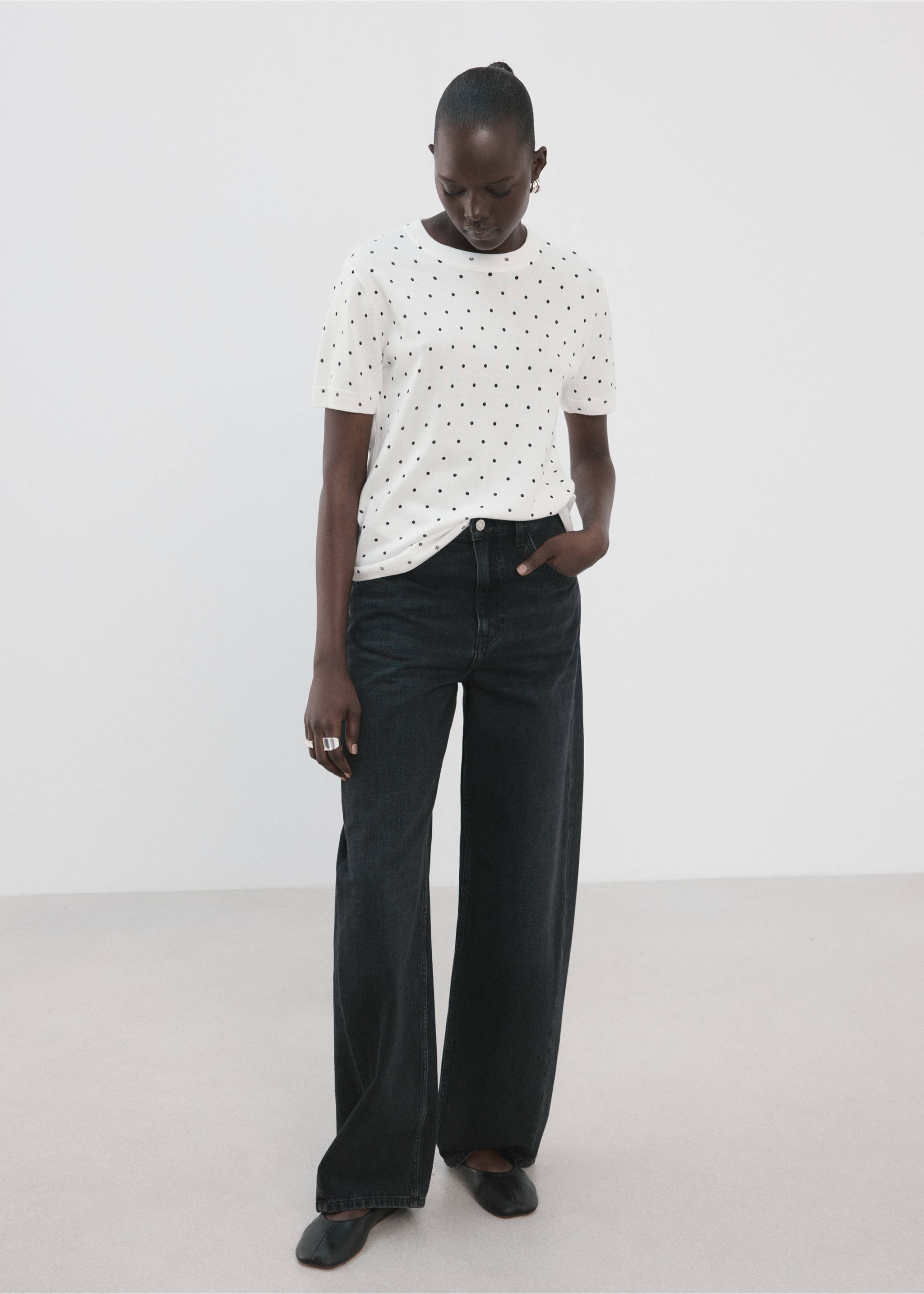 Polka-dot knitted sweater - General plane, Off White. Ref: 27007153-00.