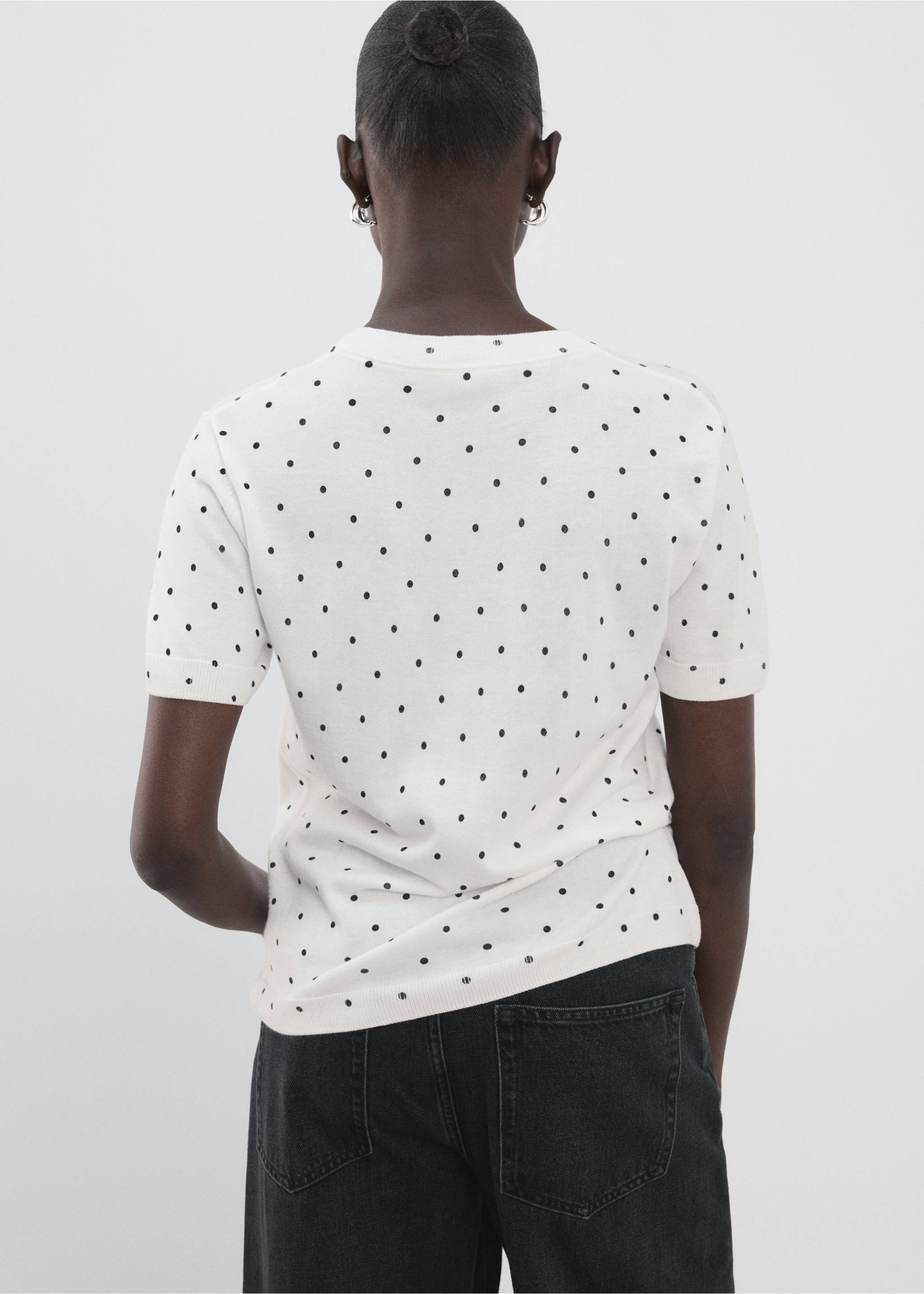 Polka-dot knitted sweater - Reverse of the article, Off White. Ref: 27007153-00.